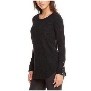 NWOT Chaser Women’s Long Sleeve Waffle Knit Thermal Black Shirt Sweater Small